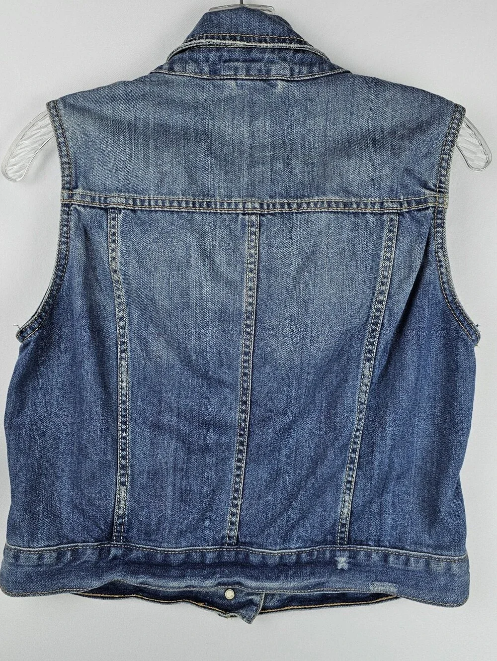 Aeropostale Y2K Cropped Denim Jean Vest Lightly Distressed Women's Lg Festival